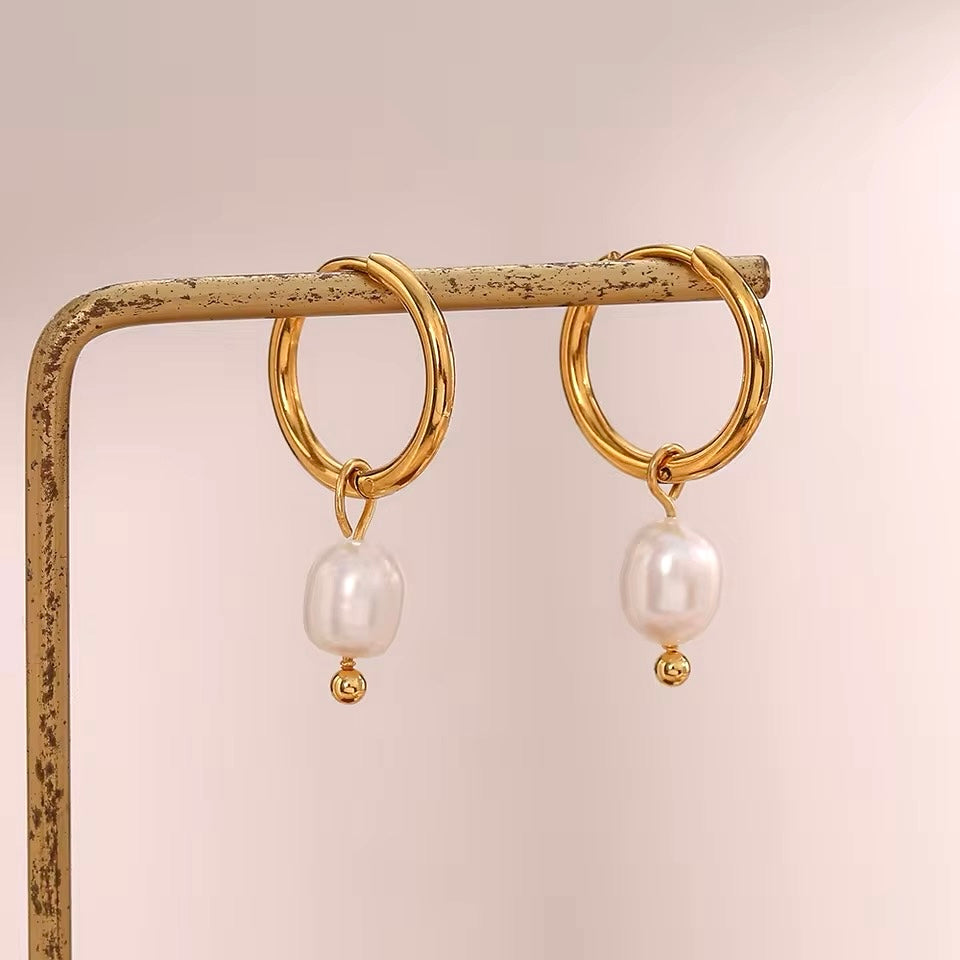 Renzelle® Pearl Hoops