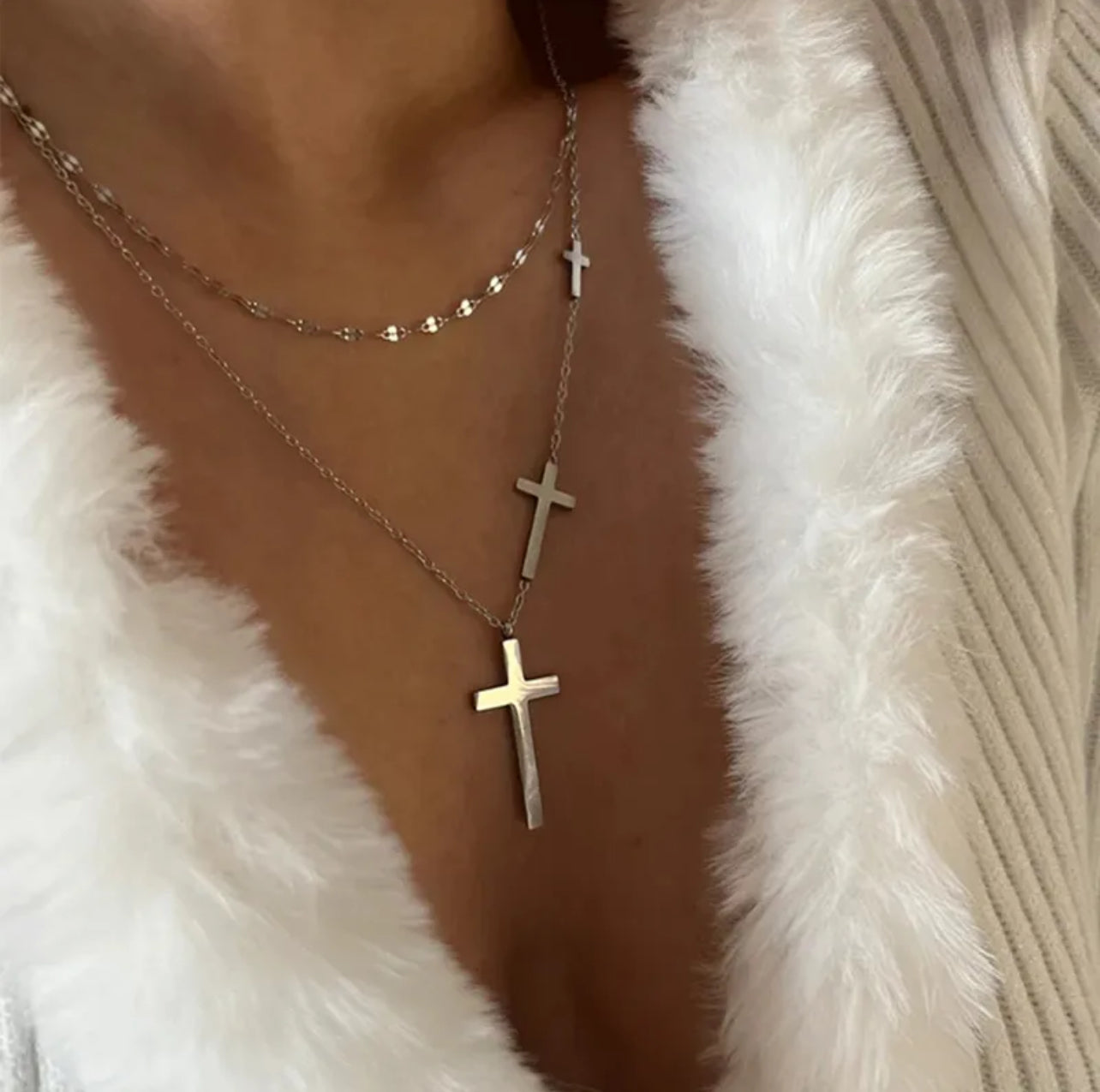 Collier à croix superposé Renzelle®