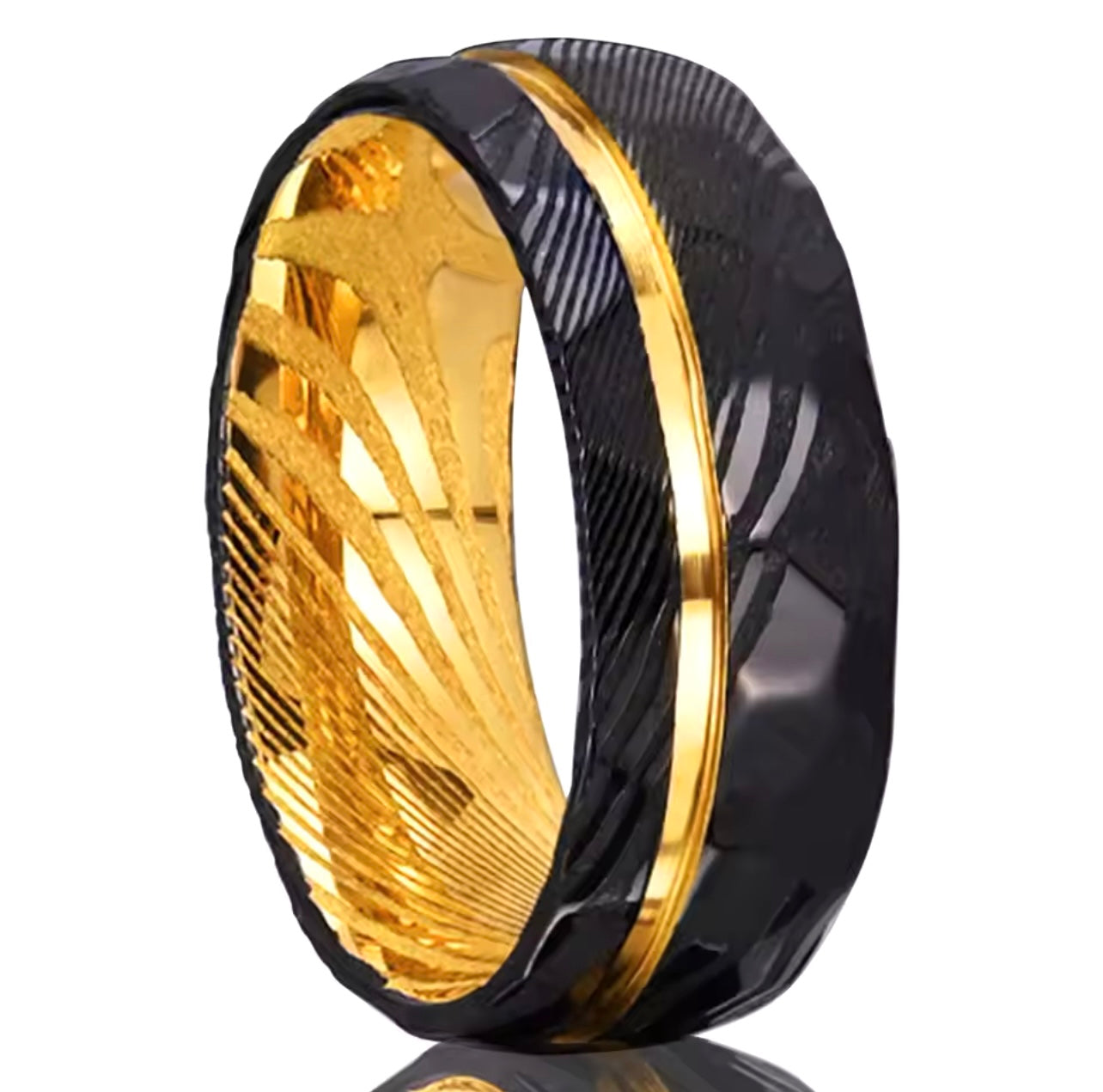 Renzelle® Damascus Gold Plated Steel Ring